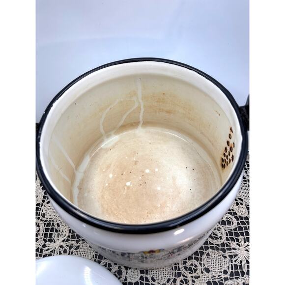 Vintage MCM Berggren Enamelware Teapot Folk Art ‘A Watched Kettle Never Boils’ - Picture 8 of 10